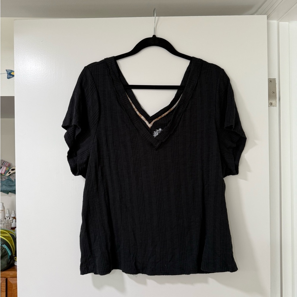 Black Anthropologie V-Neck Women's Top